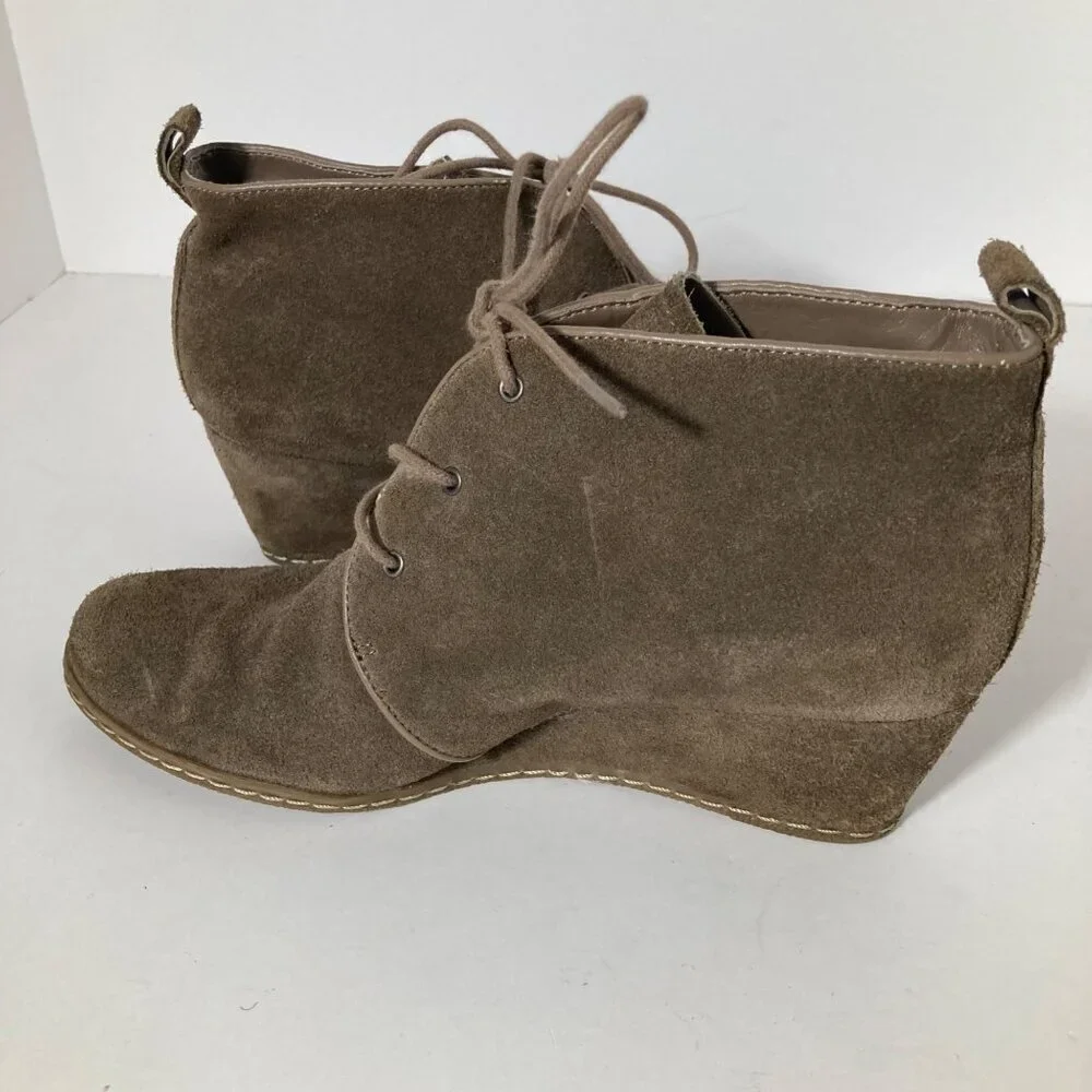 Womens Franco Sarto Brown Suede‎ Wedge Tie Bootie 8
